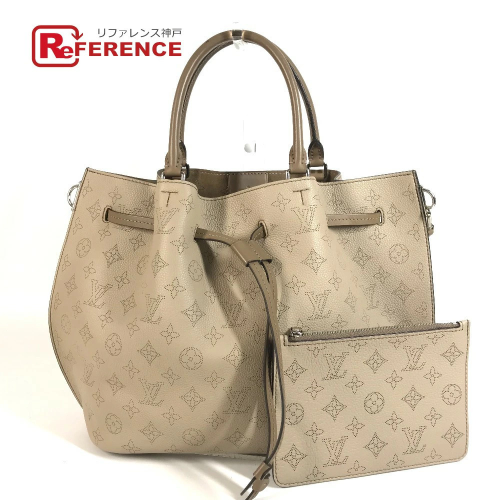 Louis Vuitton Monogram Mahina Girolata Bag Tote Handbag Leather Galet Beige